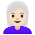 👩🏻‍🦳 woman: light skin tone, white hair display on Google